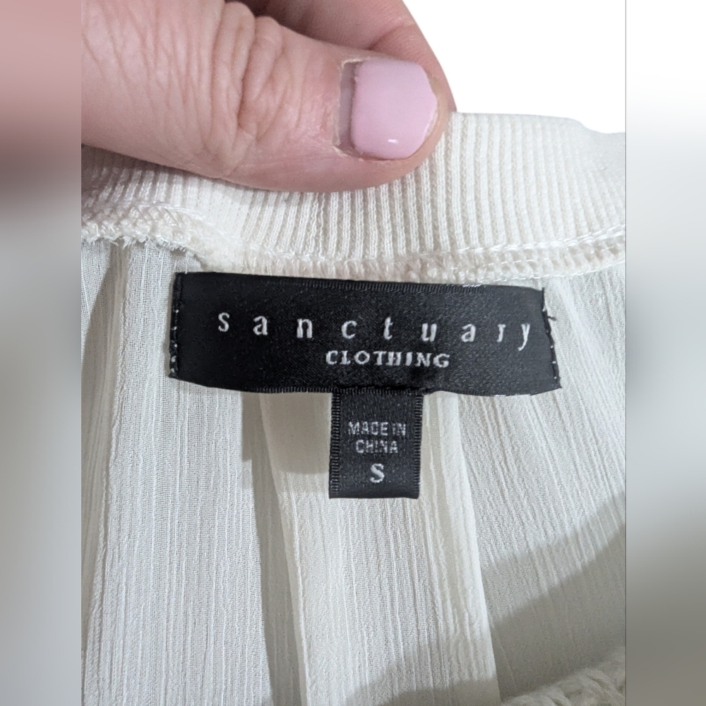 🤍 Sanctuary Clothing Layered Look Waffle Knit Top - Size Small - Picture 2 of 8